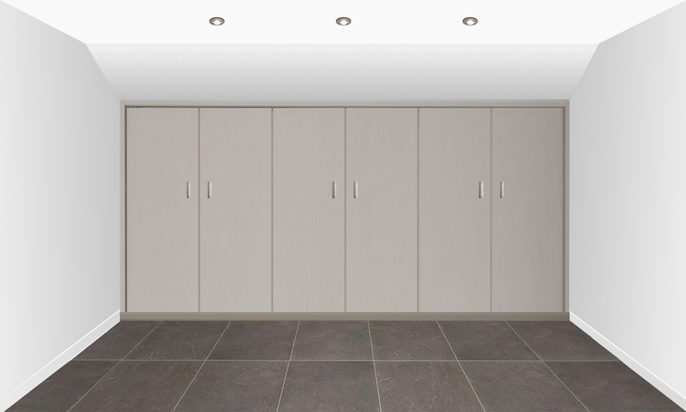 Kast tussen 2 muren met schuine hoek links